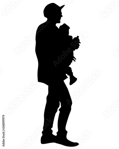 Families with little child on white background