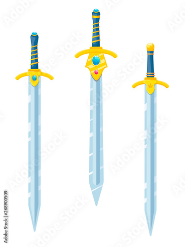 A set of knight swords in the style of flat. Vector isolates on a white background.