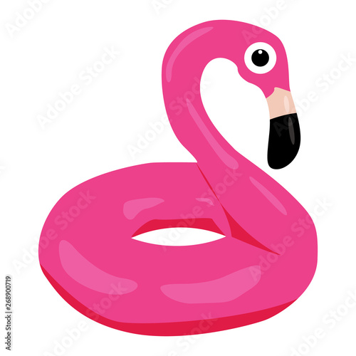 Flamingo inflatable vector icon on a white background. Pool flamingo illustration isolated on white. Pink flamingo realistic style design, designed for web and app. Eps 10.