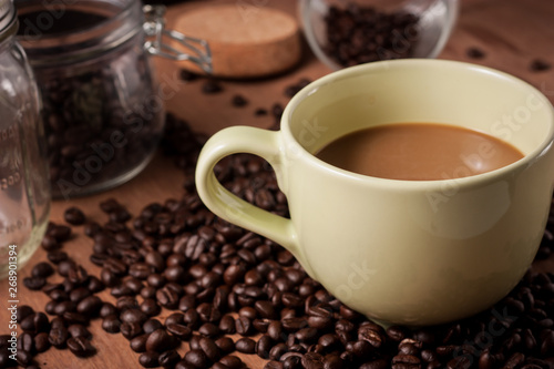 image of coffee cup on wood