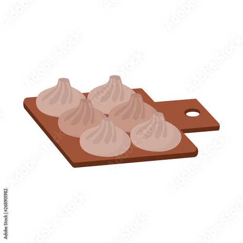 Vector design of khinkali and Georgian sign. Collection of khinkali and pierogi  stock symbol for web.