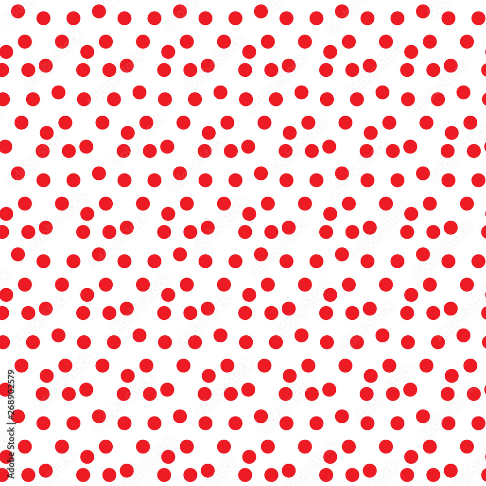 White background random scattered circle red dots seamless pattern White background random scattered circle red dots seamless pattern