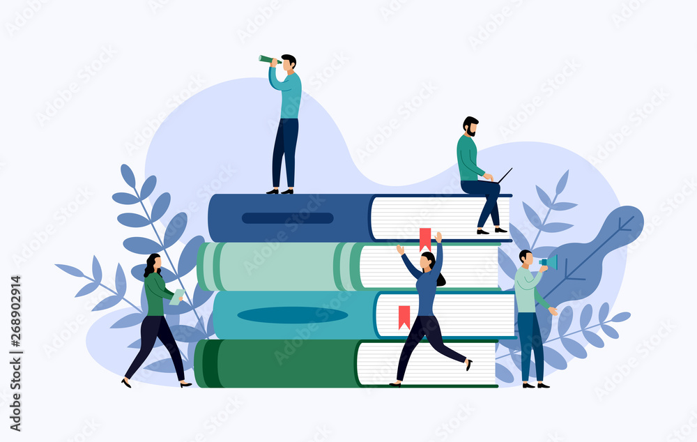 Book library or book festival poster concept banner, education vector illustration Book library or book festival poster concept banner, education vector illustration