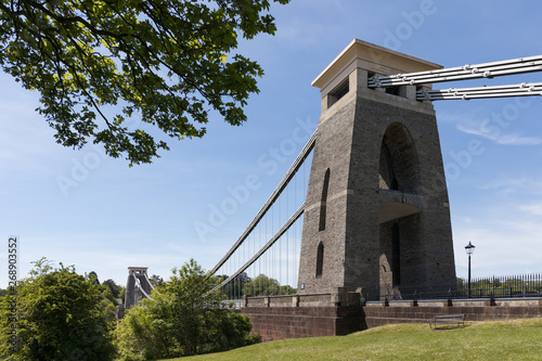 BRISTOL, UK - MAY 13 : View of the Clifton Suspension Bridge in Bristol on May 13, 2019
