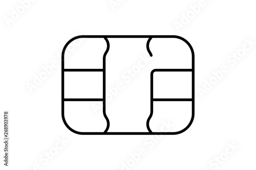 EMV chip icon for bank plastic credit or debit charge card. Vector symbol illustration