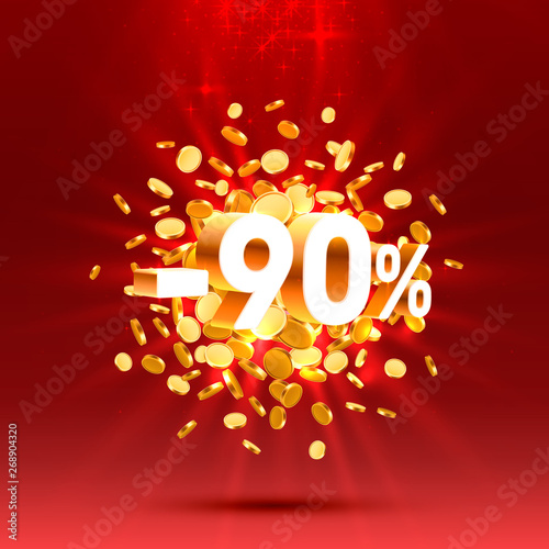 Podium action with share discount percentage 90. Vector