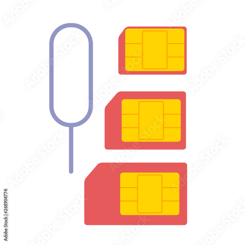 Regular nano micro sim card set. Mobile technology concept. Vector flat graphic design isolated illustration