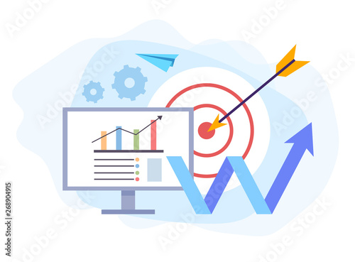Financial business management money increase statistic concept. Successful business concept. Vector flat graphic design isolated illustration
