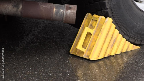 plastic wheel chock under the wheel