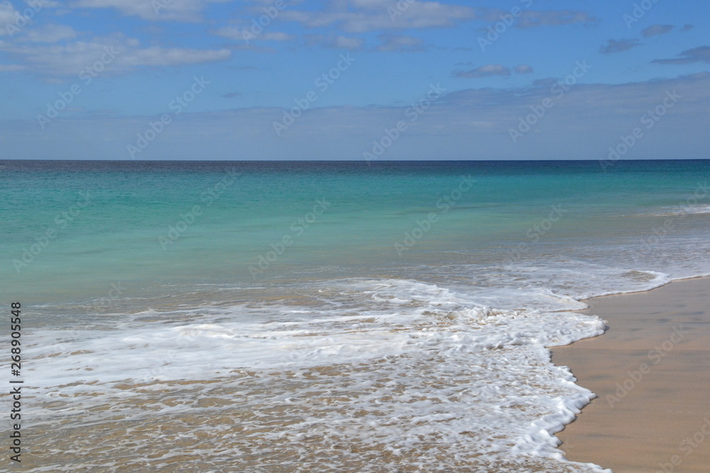 Fuerteventura beach. Morro Jable, Jandia beach (Jandia Palya). Beautiful sunny day, Canary Islands. Spain