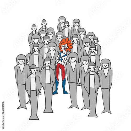 extravagant concept vector illustration woman gray crowd