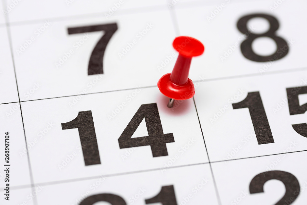 Pin on the date number 14. The fourteenth day of the month is marked with a red thumbtack. Pin on calendar Pin on the date number 14. The fourteenth day of the month is marked with a red thumbtack. Pin on calendar
