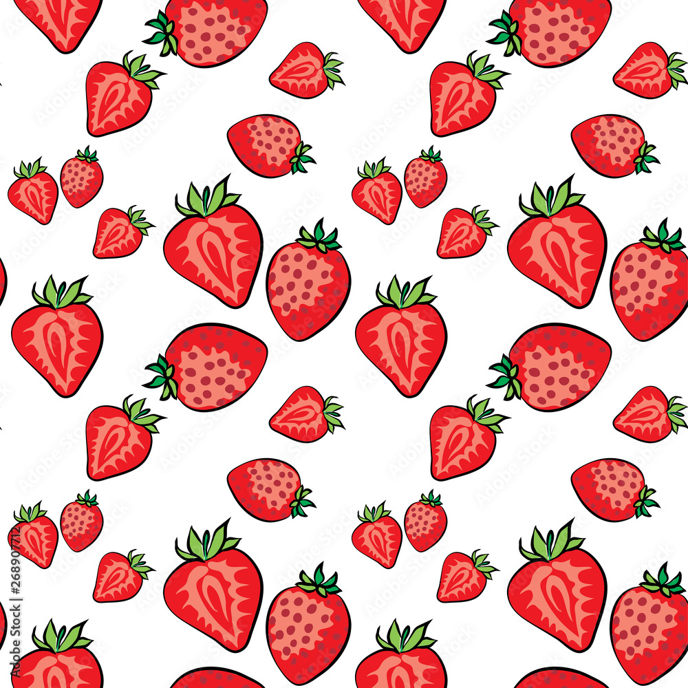 strawberries vector pattern on white background white strawberries vector pattern on white background white