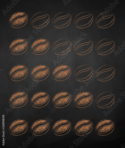 Chalk drawn sketch of five coffee roast levels