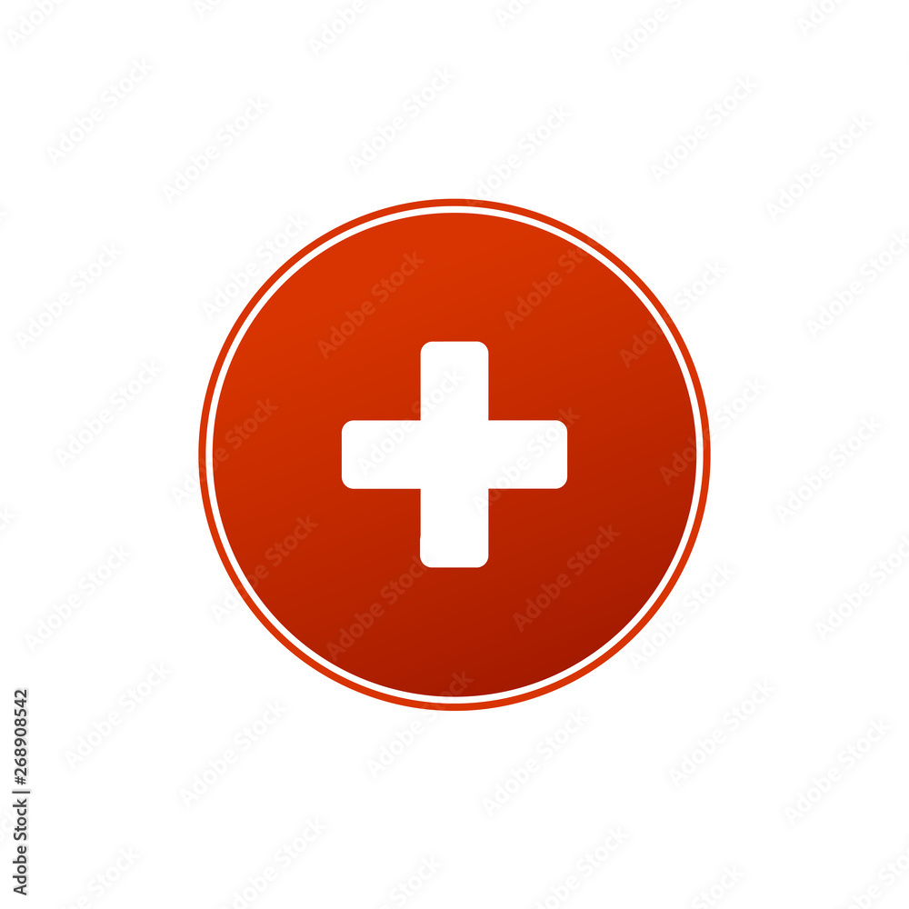First aid medical sign in circle, flat vector icon for apps, website, labels, signs, stickers. Vector illustration isolated on white background First aid medical sign in circle, flat vector icon for apps, website, labels, signs, stickers. Vector illustration isolated on white background