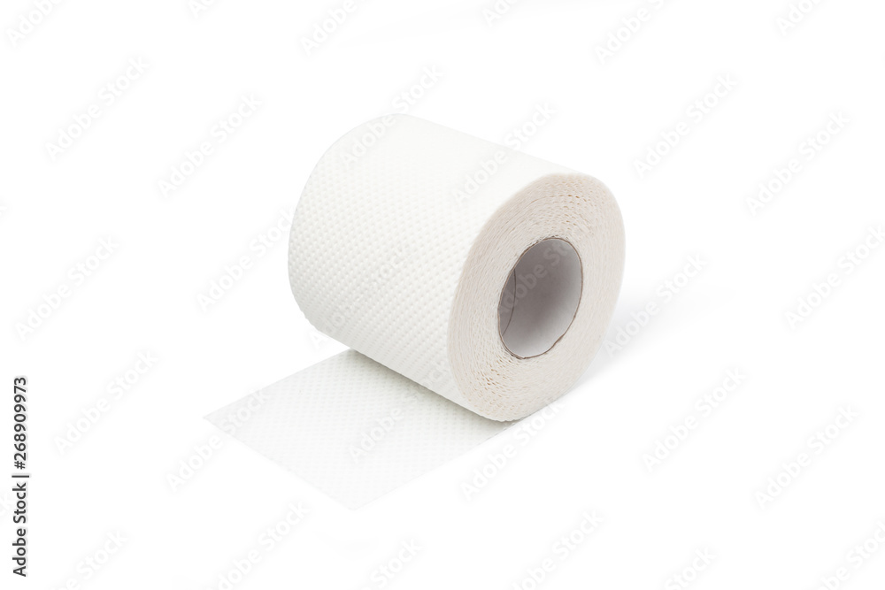 White tissue paper roll isolated on white background White tissue paper roll isolated on white background