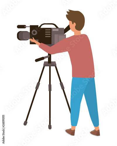 Man holding videocamera design