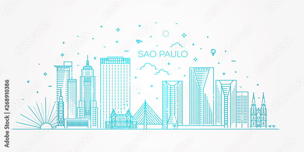 Sao Paulo city skyline vector background. Illustration