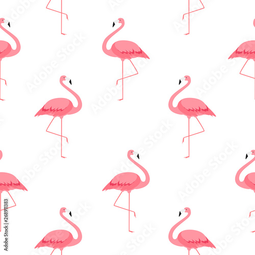 Colorful Pink Flamingo Seamless Pattern Background. Vector Illustration