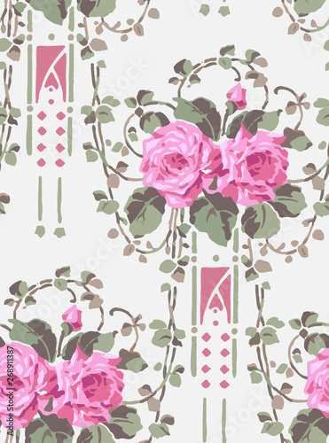 vector rose seamless vicrotian wallpaper pattern decorative