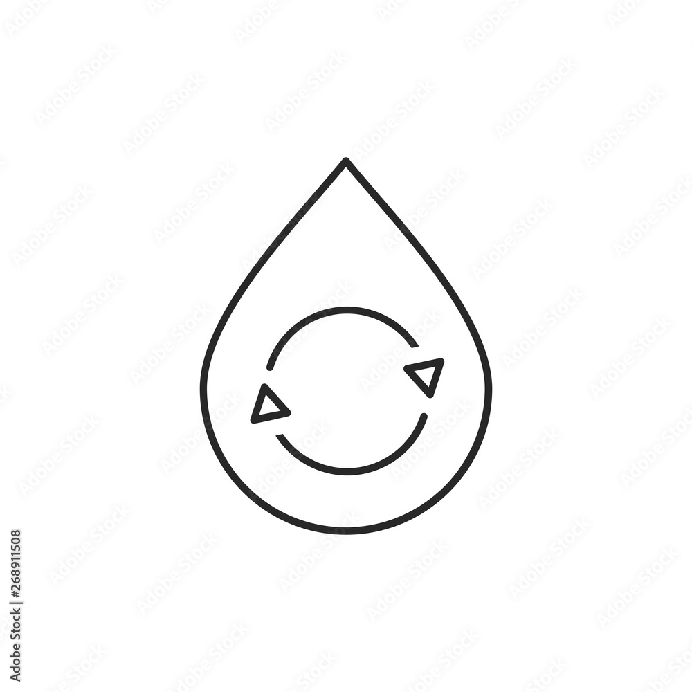 Recycle in water drop vector icon