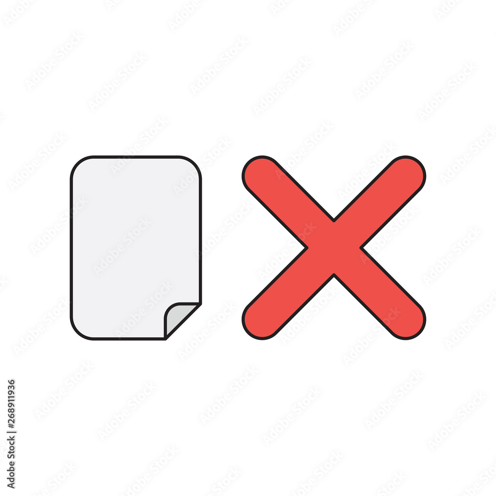 Fototapeta premium Vector icon concept of paper with x mark.