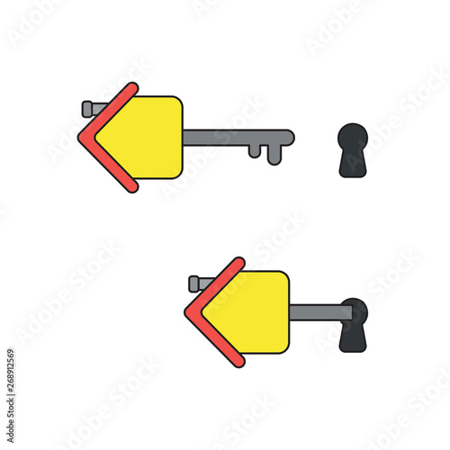 Vector icon concept of house key unlock keyhole.