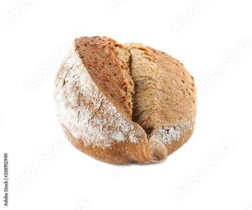 Loaf of fresh bread isolated on white
