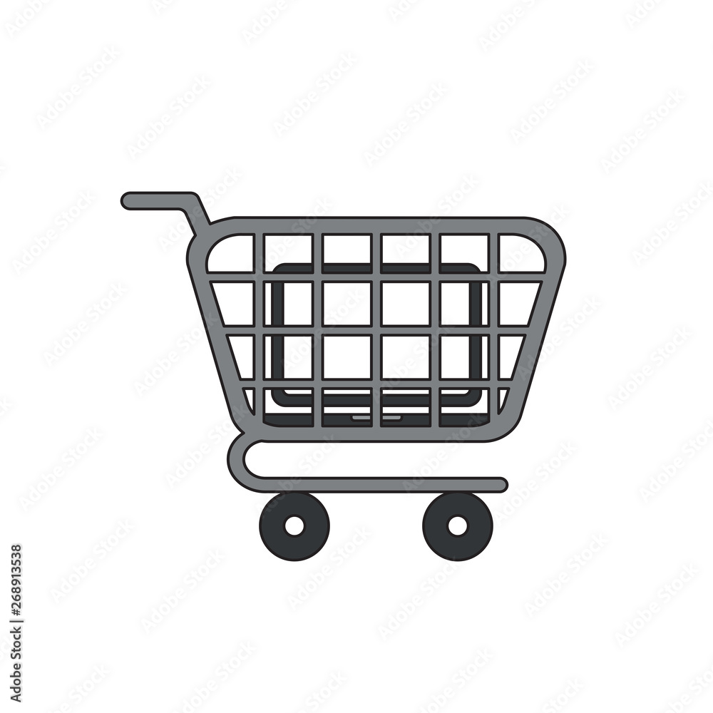 Vector icon concept of laptop inside shopping cart.
