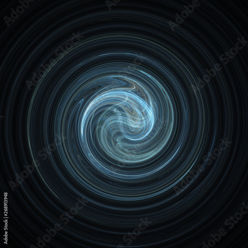 Blue grey swirl on black, abstract fractal background