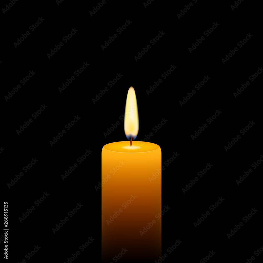 Vector stock illustration of yellow candle on black background Vector stock illustration of yellow candle on black background