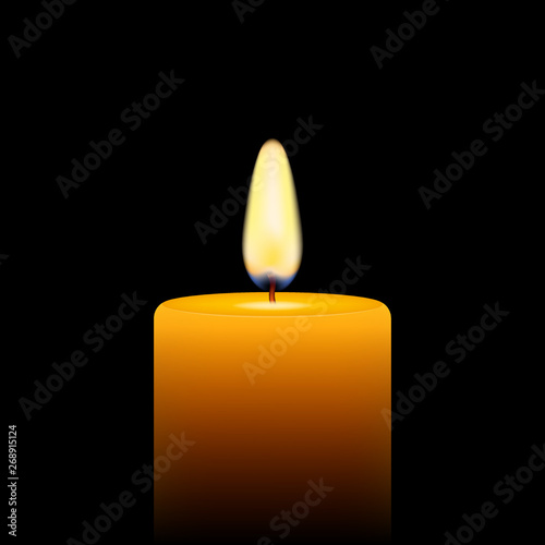 Vector stock illustration of yellow candle on black background