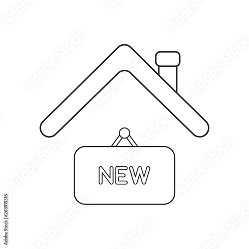 Vector icon concept of new hanging sign under roof.