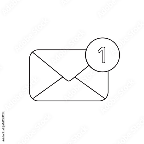 Vector icon concept of closed envelope with number one.