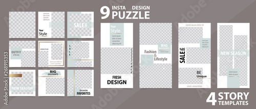 Trendy editable template for social networks stories and posts, vector illustration.
