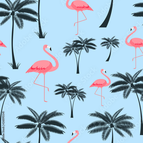 Palm Leaf Seamless Pattern Background Vector Illustration