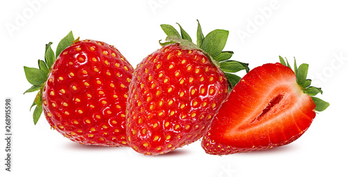 Fresh strawberry isolated on white background with clipping path