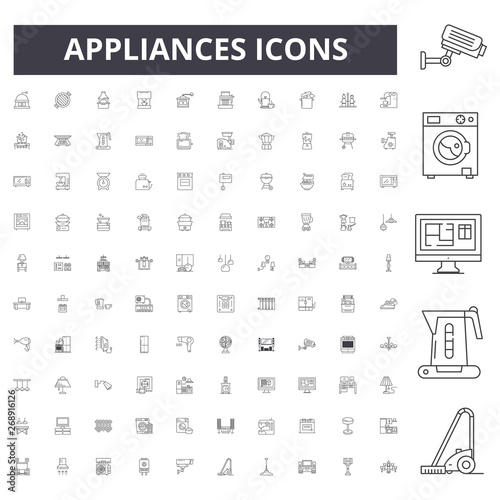 Appliances line icons, signs, vector set, outline concept illustration