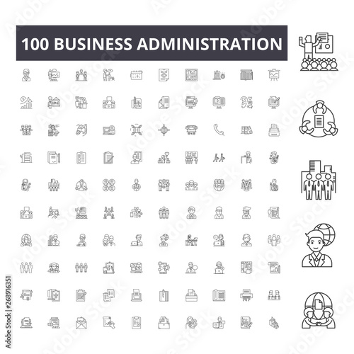 Business administration line icons, signs, vector set, outline concept illustration