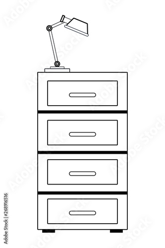 file cabinet and lamp black and white