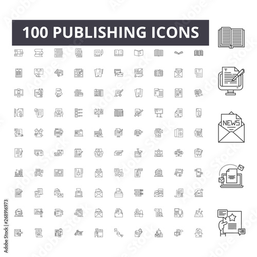 Publishing line icons, signs, vector set, outline concept illustration