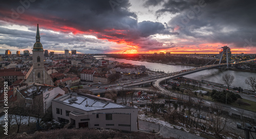 Photography Cityscape of Bratislava, Slovakia with St
