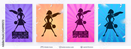 Set of Mother Day greeting card vector templates.