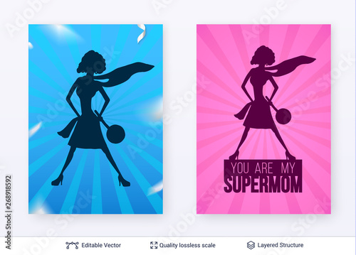 Set of Mother Day greeting card vector templates.