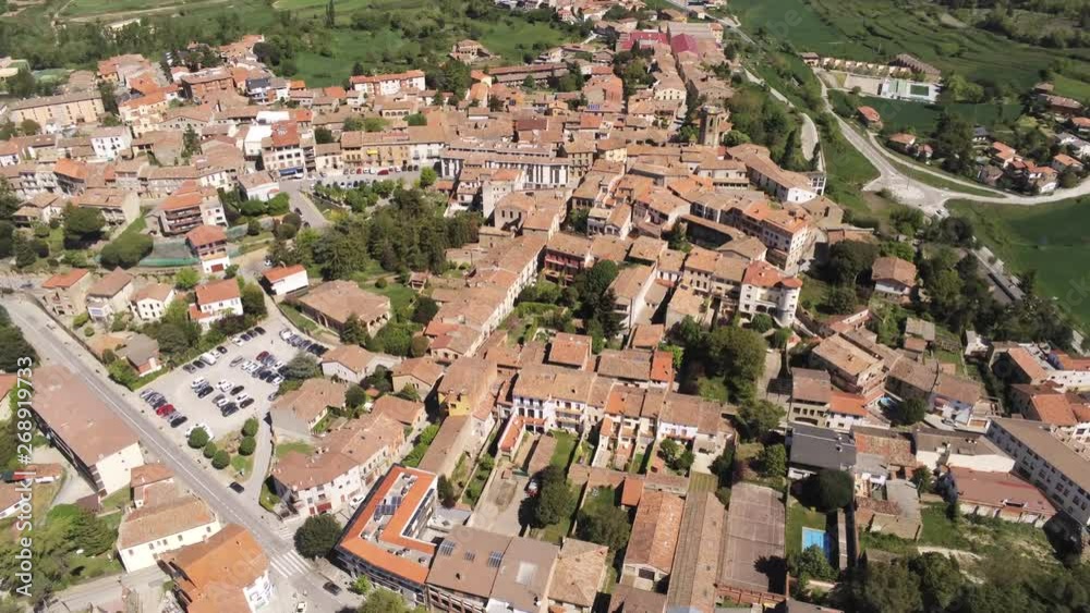 Barcelona. Aerial view in village of Castelltersol. Catalonia.Spain. 4k Drone Video Barcelona. Aerial view in village of Castelltersol. Catalonia.Spain. 4k Drone Video