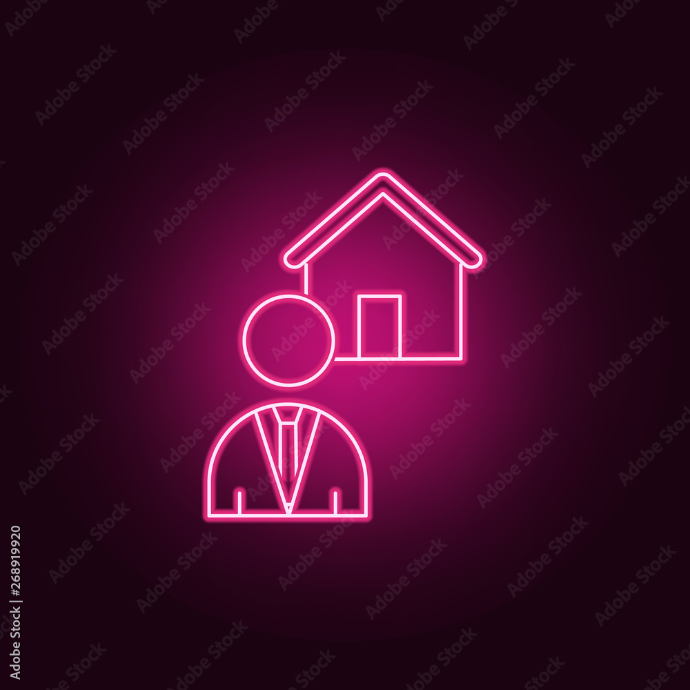 Realtor neon icon. Elements of Real Estate set. Simple icon for websites, web design, mobile app, info graphics Realtor neon icon. Elements of Real Estate set. Simple icon for websites, web design, mobile app, info graphics