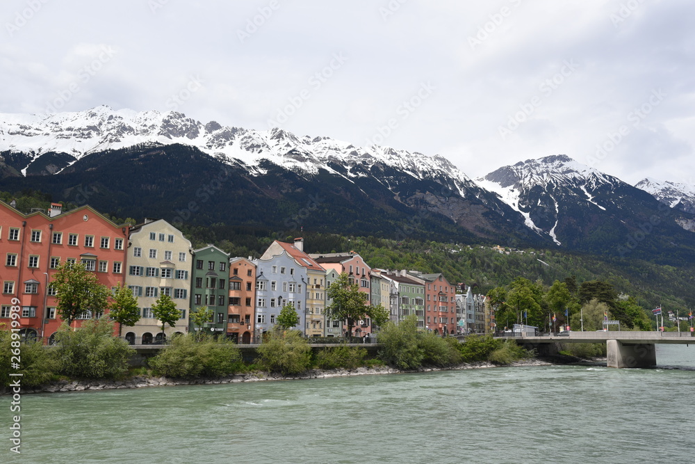 River with colourful houses in Innsbruck 