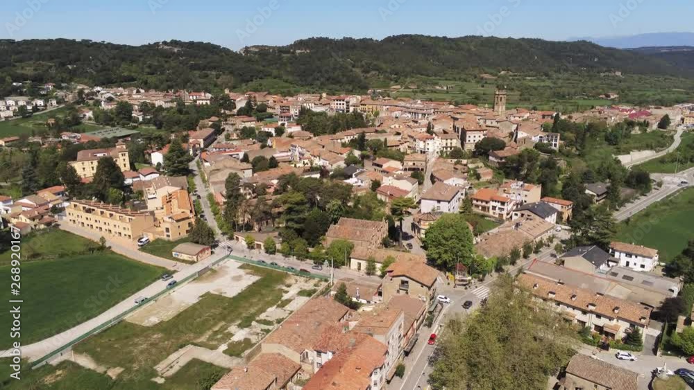 Barcelona. Aerial view in village of Castelltersol. Catalonia.Spain. 4k Drone Video Barcelona. Aerial view in village of Castelltersol. Catalonia.Spain. 4k Drone Video