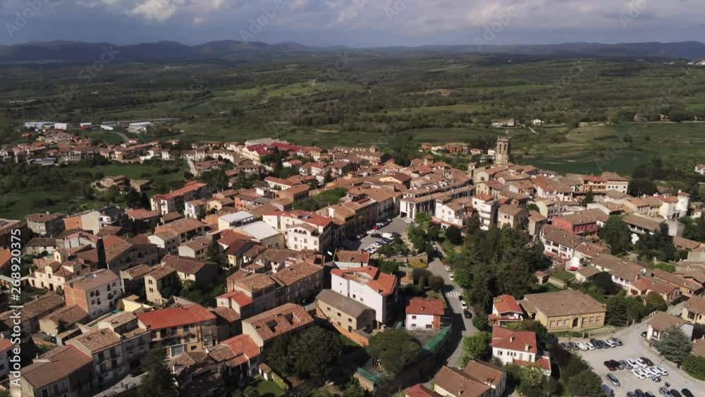Barcelona. Aerial view in village of Castelltersol. Catalonia.Spain. 4k Drone Video Barcelona. Aerial view in village of Castelltersol. Catalonia.Spain. 4k Drone Video