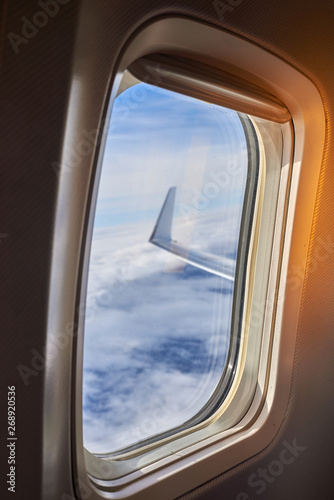View of the wing of a plane from the window
